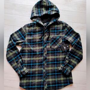 O'Neill NEW Clayton Hood Flannel Long Sleeve Shirt